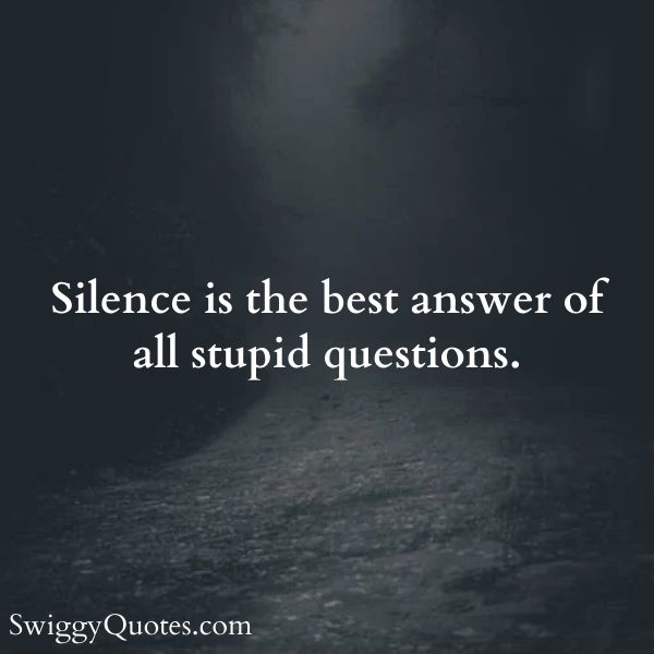 Silence is the best answer of all stupid questions